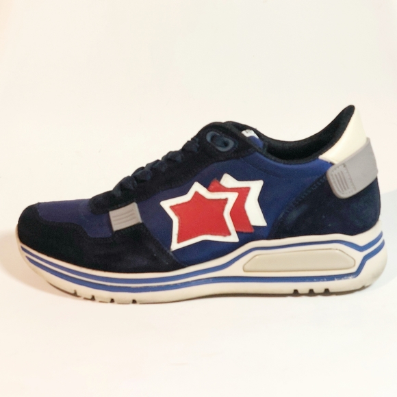 Atlantic Stars blue & red leather & nylon Pegasus sneakers, EU41, EUC - Picture 2 of 14